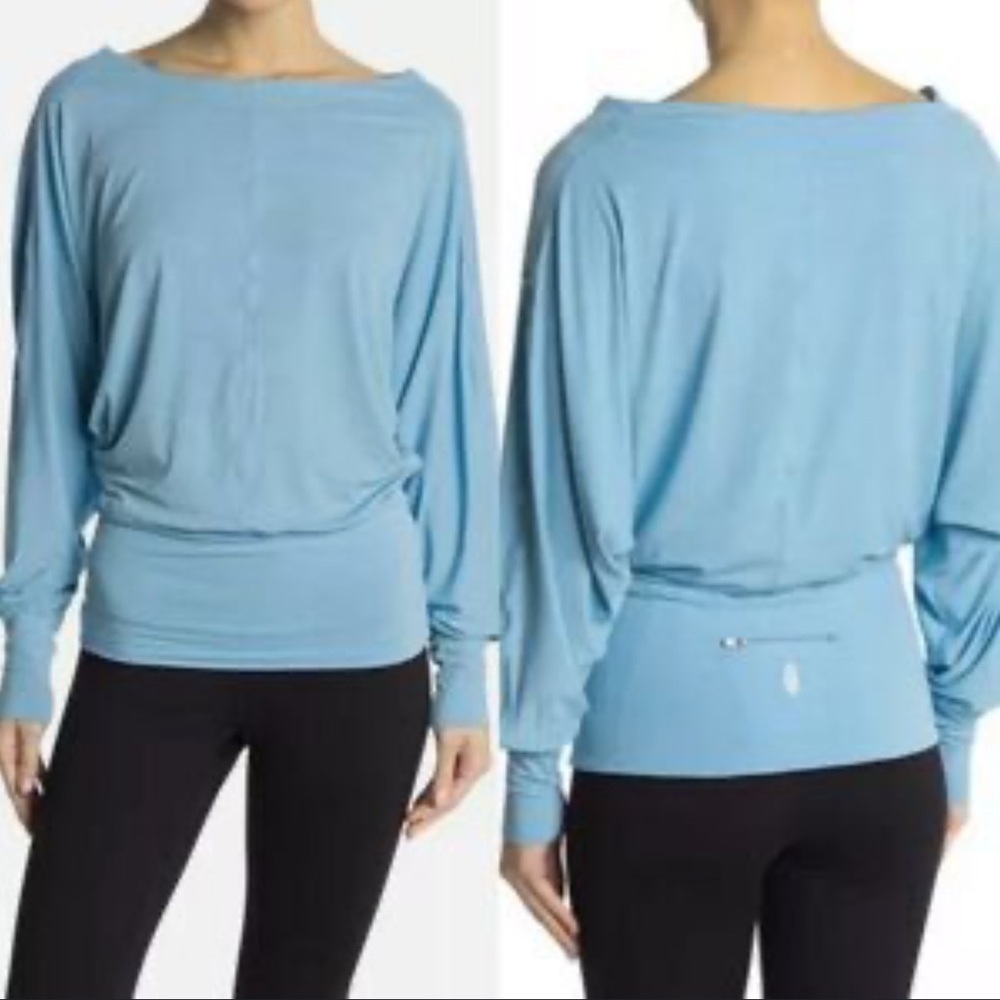 Free People Light Blue Off-Shoulder Top  (B4)